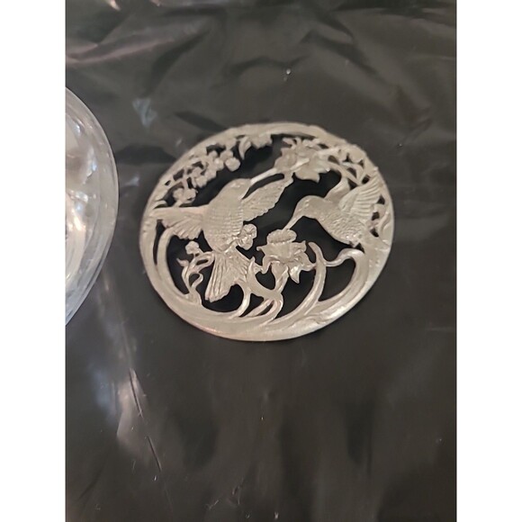 Rawcliffe Pewter 1989 Humming Bird Floral Potpourri Jar with Lid - Vintage - Picture 6 of 6